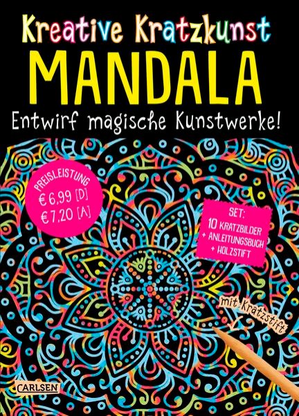 Bild zu Kreative Kratzkunst: Mandala: Set mit 10 Kratzbildern, Anleitungsbuch und Holzstift