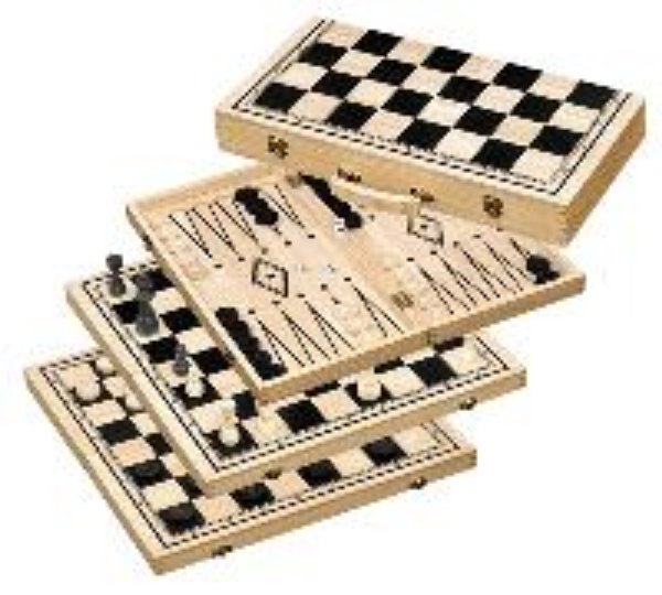 Bild von Schach-Backgammon-Dame-Set, Feld 50 mm