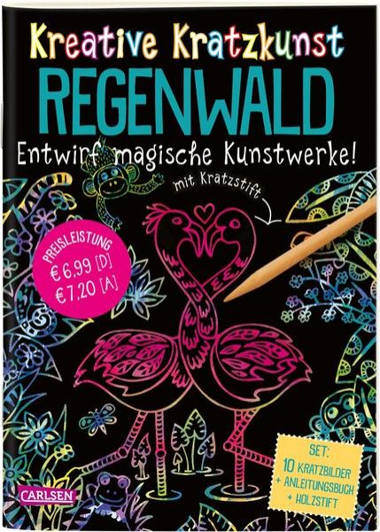 Bild zu Kreative Kratzkunst: Regenwald: Set mit 10 Kratzbildern, Anleitungsbuch und Holzstift