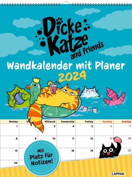 Bild zu Dicke Katze and Friends - Wandkalender mit Planer 2024