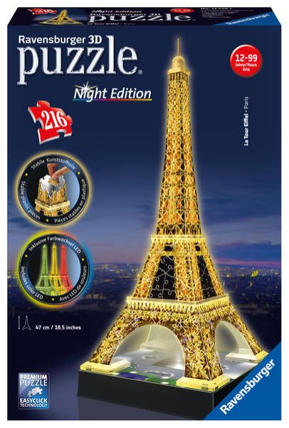 Bild zu Ravensburger 3D Puzzle 12579 - Der Eiffelturm Night Edition - das weltbekannte Wahrzeichen von Paris - LED beleuchtetes 3D Modell zum selbst Aufbauen - ab 10 Jahren