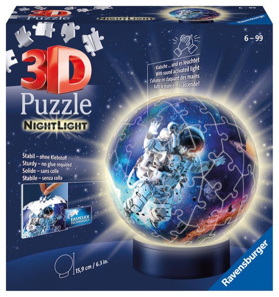 Bild zu Ravensburger 3D Puzzle 11264 - Nachtlicht Puzzle-Ball Astronauten im Weltall - ab 6 Jahren, LED Nachttischlampe mit Klatsch-Schalter