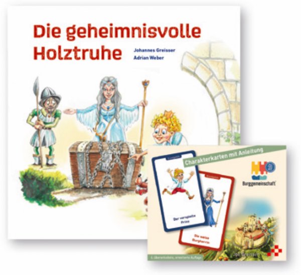 Bild zu Basisset Buch "Die geheimnisvolle Holztruhe" und Charakterkarten