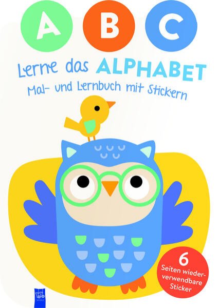 Bild zu A,B,C - Lerne das Alphabet - Mal- und Lernbuch mit Stickern (Cover Eule)