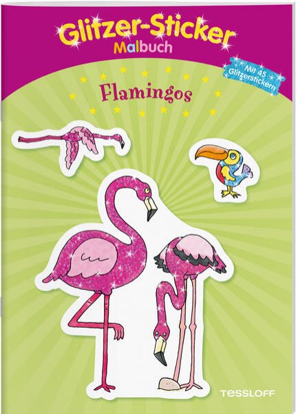 Bild zu Glitzer-Sticker Malbuch Flamingos