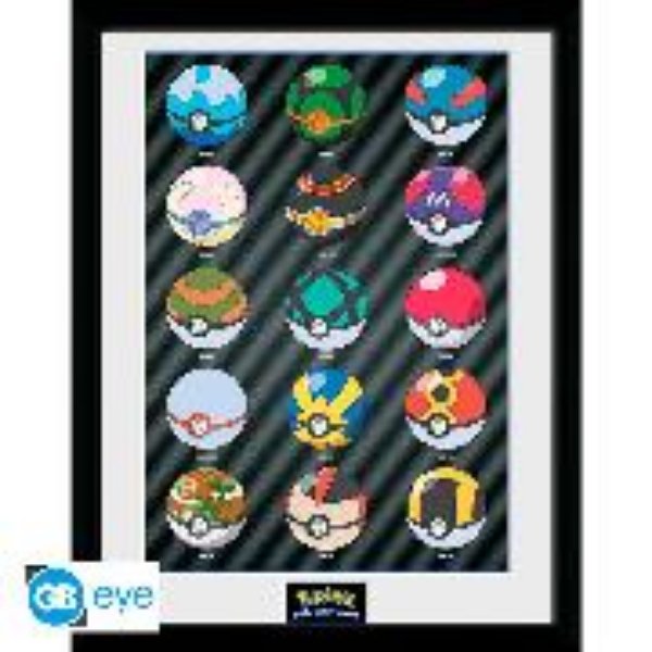 Bild von POKEMON - Framed print "Pokeballs"