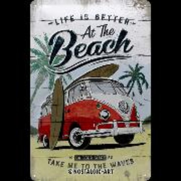 Bild von Blechschild. Volkswagen / VW Bulli - Beach, Volkswagen