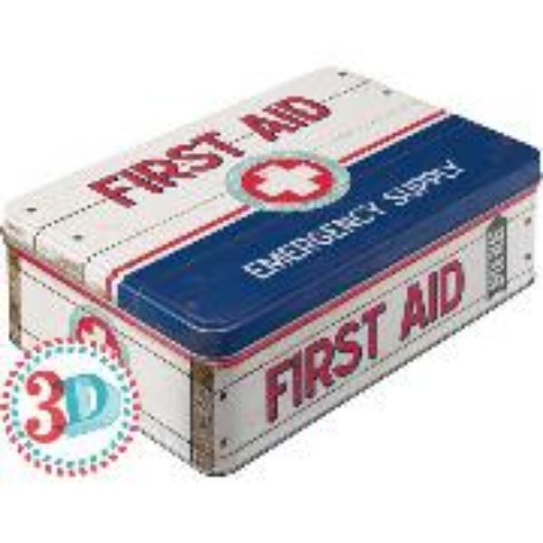 Bild von Vorratsdose Flach. Nostalgic Pharmacy / First Aid Blue - Emergency Supply