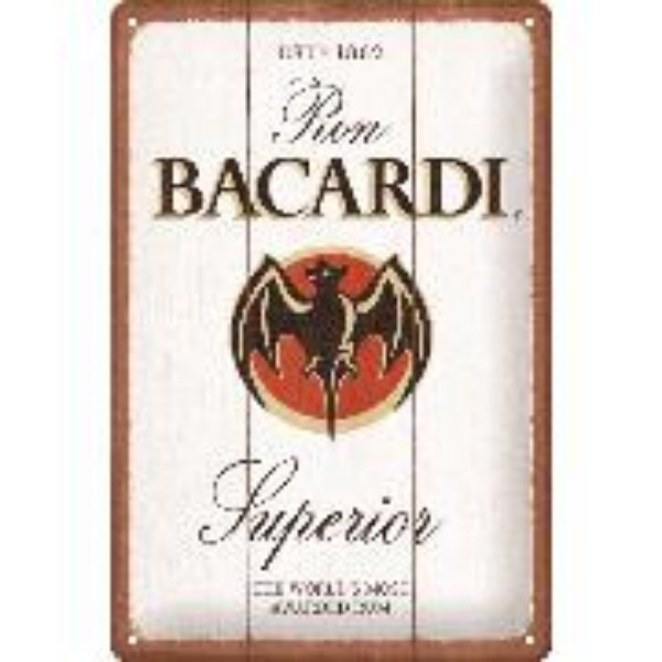 Bild von Blechschild. Bacardi / Superior White Wood