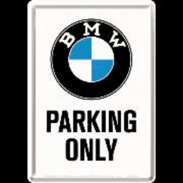 Bild von Blechpostkarten. BMW / Parking Only White