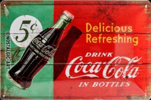 Bild von Blechschild. Coca-Cola / Delicious Refreshing Green