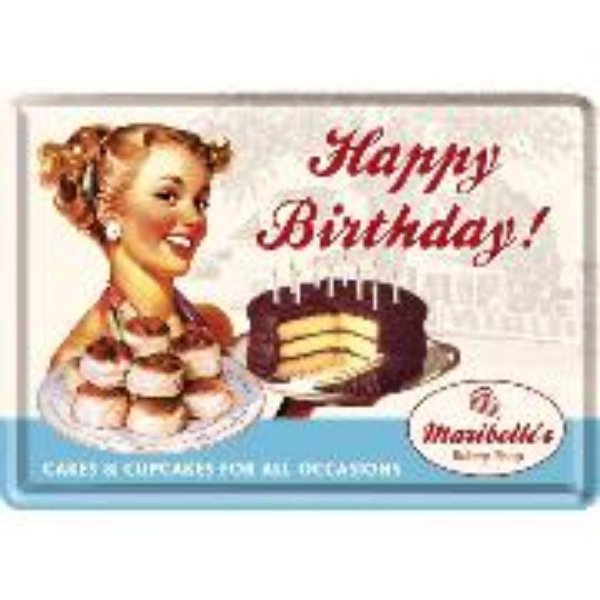 Bild von Blechpostkarten. Say it 50's / Happy Birthday Cake