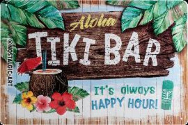 Bild von Blechschild. Open Bar / Tiki Bar