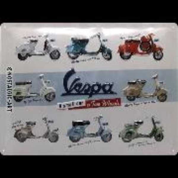 Bild von Blechschild. Vespa / Model Chart