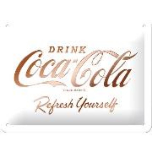 Bild von Blechschild. Coca-Cola / Logo White Refresh Yourself