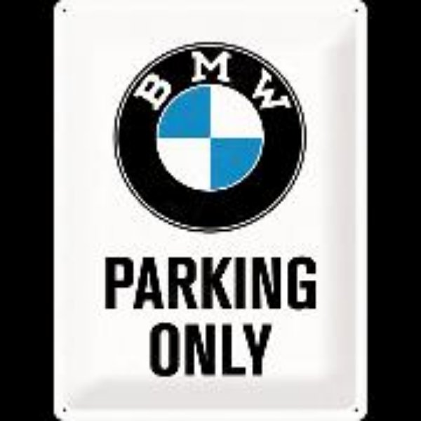 Bild von Blechschild. BMW / Parking Only White