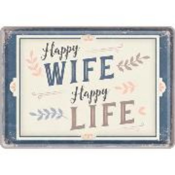 Bild von Blechpostkarten. Word Up / Happy Wife Happy Life