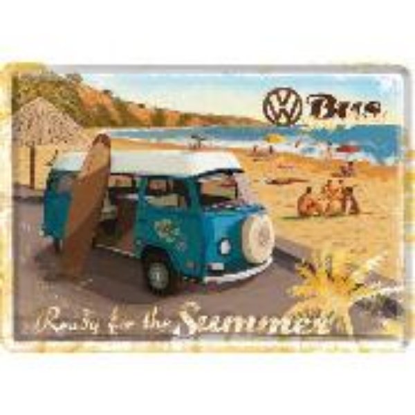 Bild von Blechpostkarten. Volkswagen / VW Bulli - Ready for the Summer