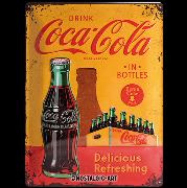 Bild von Blechschild. Coca-Cola / In Bottles Yellow