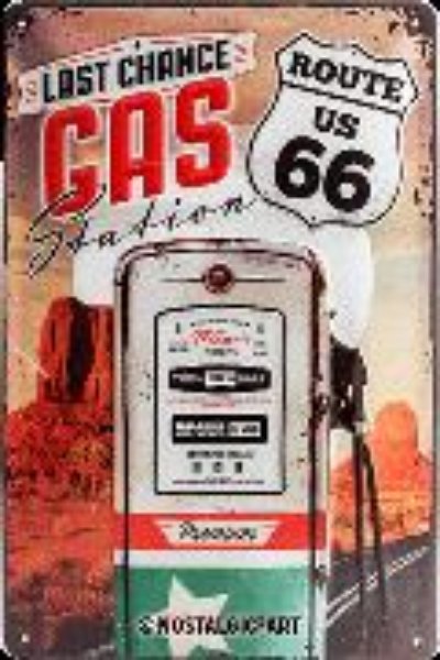 Bild von Blechschild. US Highways / Route 66 Gas Station