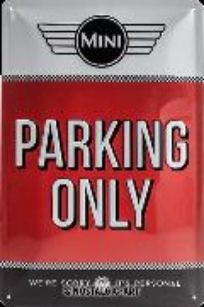 Bild von Blechschild. Mini / Parking Only Red