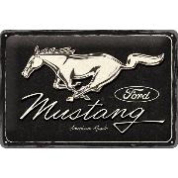 Bild von Blechschild. Ford / Mustang - Horse Logo Black