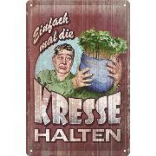 Bild von Blechschild. Home & Country / Kresse halten