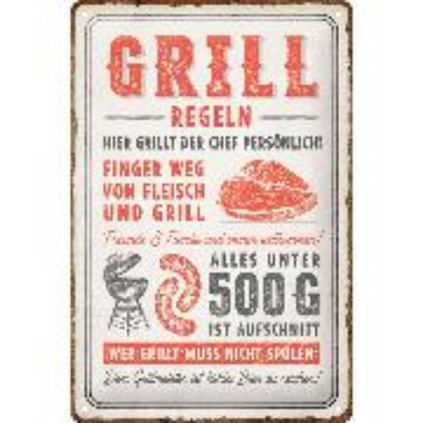 Bild von Blechschild. Outdoor & Activities / Grillregeln