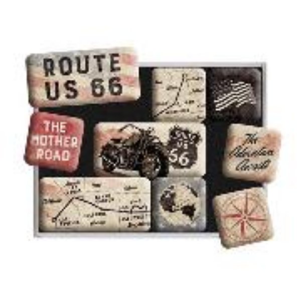 Bild von Magnet Set. US Highways / Route 66 Bike Map