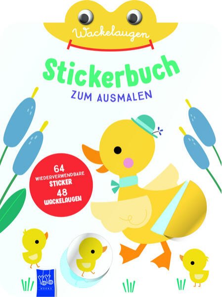 Bild zu Wackelaugen Stickerbuch zum Ausmalen (Cover Ente)