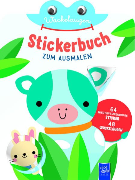 Bild zu Wackelaugen Stickerbuch zum Ausmalen (Cover Kuh)