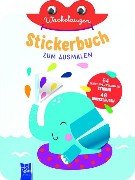 Bild zu Wackelaugen Stickerbuch zum Ausmalen (Cover Elefant)