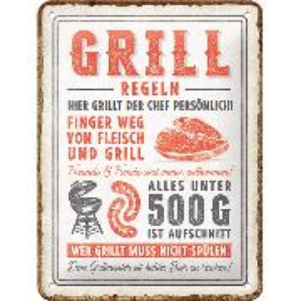 Bild von Blechschild. Outdoor & Activities / Grillregeln