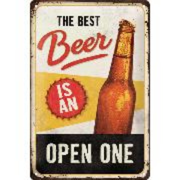 Bild von Blechschild. Open Bar / The Best Beer is an Open One