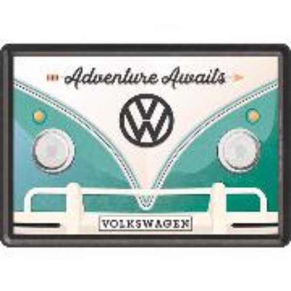 Bild von Blechpostkarten. VW Bulli - Adventure Awaits, Volkswagen