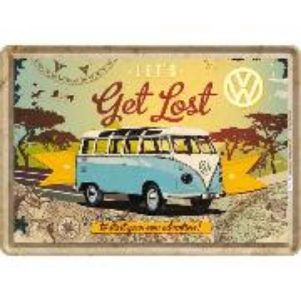 Bild von Blechpostkarten. Volkswagen / VW Bulli - Let's Get Lost