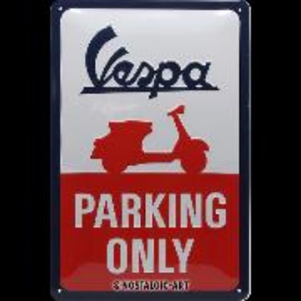 Bild von Blechschild. Vespa / Parking Only