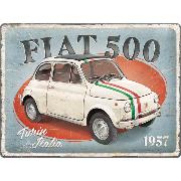 Bild von Blechschild. Fiat / Fiat 500 - Turin Italia