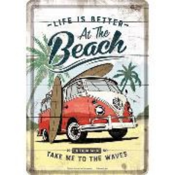 Bild von Blechpostkarten. Volkswagen / VW Bulli - Beach