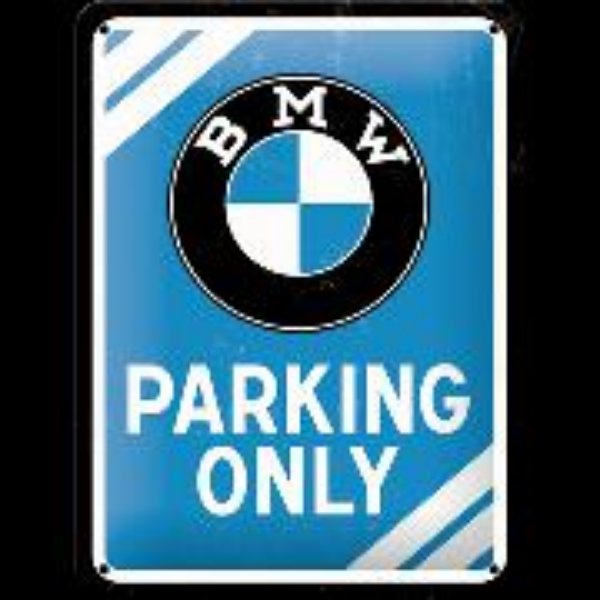 Bild von Blechschild. BMW / Parking Only Blue