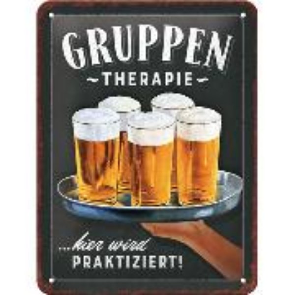 Bild von Blechschild. Open Bar / Gruppentherapie - Bier