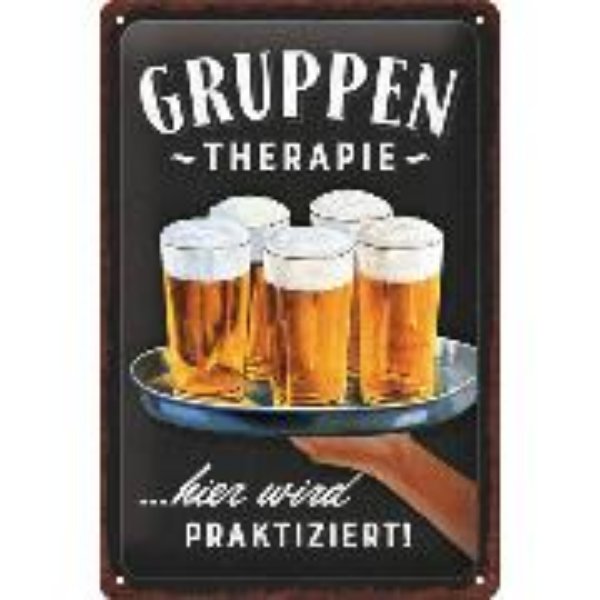 Bild von Blechschild. Open Bar / Gruppentherapie - Bier