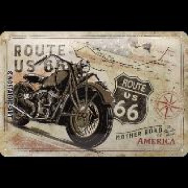 Bild von Blechschild. Route 66 Bike Map, US Highways