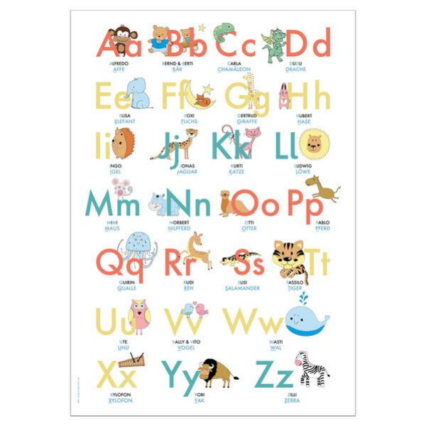 Bild zu ABC Poster 70,7x100 cm. Alphabet spielerisch mit Tieren lernen | Das ABC-Lernposter mit Groß- und Kleinbuchstaben |